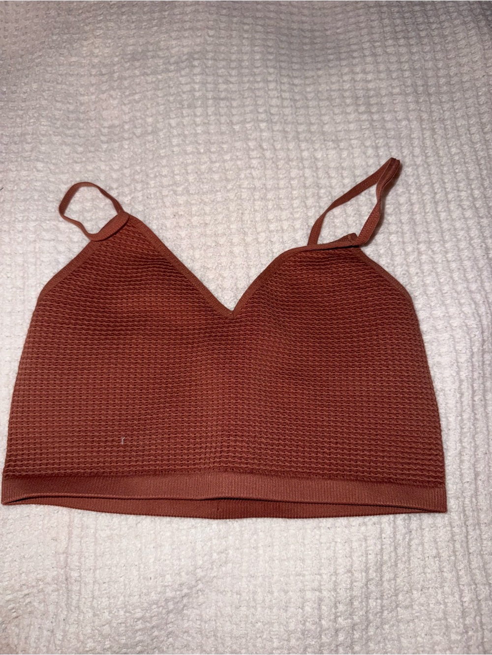 Bozzolo Waffle-Knit Bralette in Rust Brown